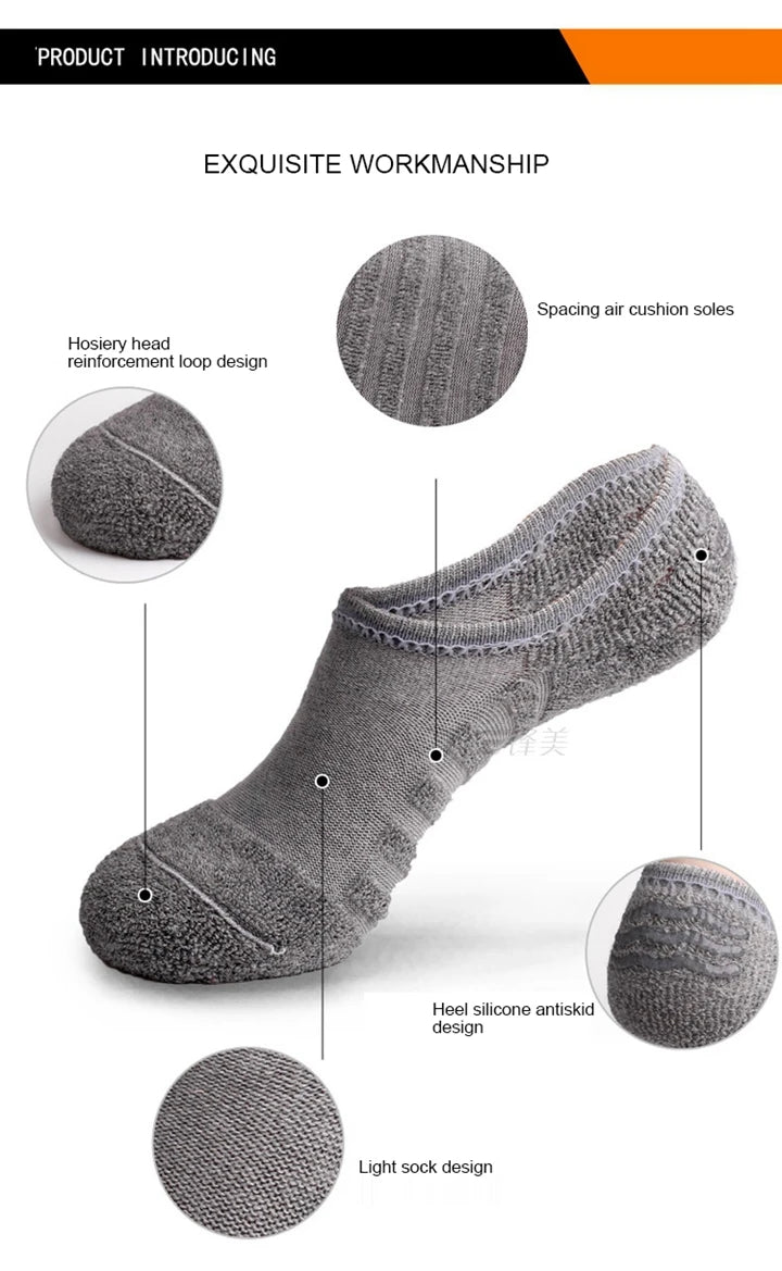 Cotton Anti-Slip Boat Socks – Breathable Athletic Footwear for Men Size 41-45