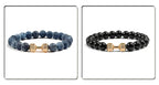 Volcanic Stone Dumbbell Bracelet – Matte Lava Bead Jewelry for Fitness Enthusiasts