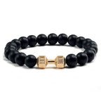 Volcanic Stone Dumbbell Bracelet – Matte Lava Bead Jewelry for Fitness Enthusiasts