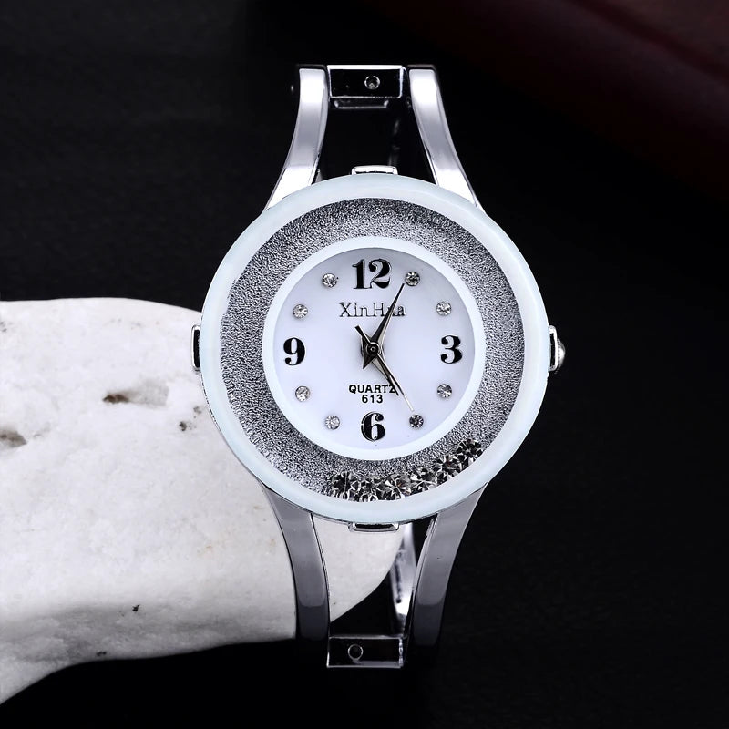 Rhinestone Bracelet Watch – Stainless Steel Luxury Accessory for Formal Events