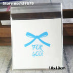 Self-Adhesive Bow-Knot Cookie Bags – 10x10cm Plastic Packaging for Parties