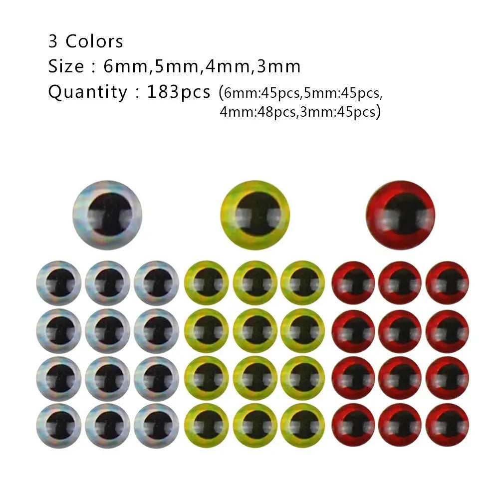 Holographic Fishing Lure Eyes – 3mm-6mm Mixed Color Set for Fly Tying