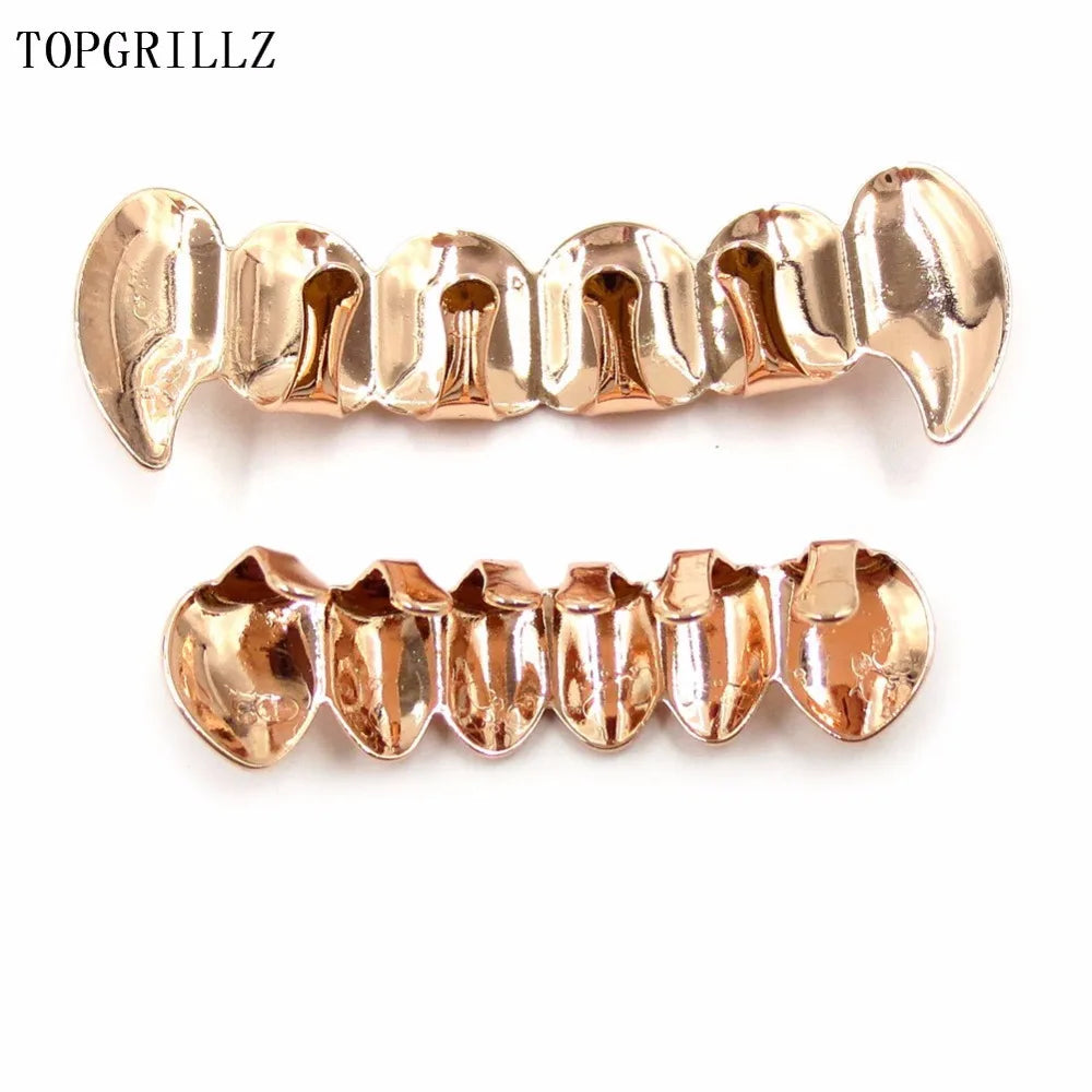 Rose Gold Hip Hop Grillz – Vampire Tooth Caps for Costume Cosplay Party