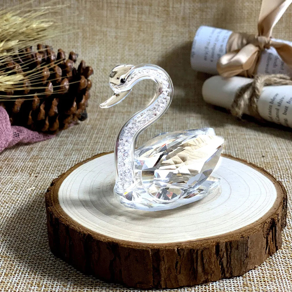 Crystal Swan Figurine – Diamond Glass Ornament for Home Decor and Kids Gifts