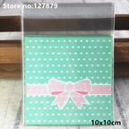 Self-Adhesive Bow-Knot Cookie Bags – 10x10cm Plastic Packaging for Parties