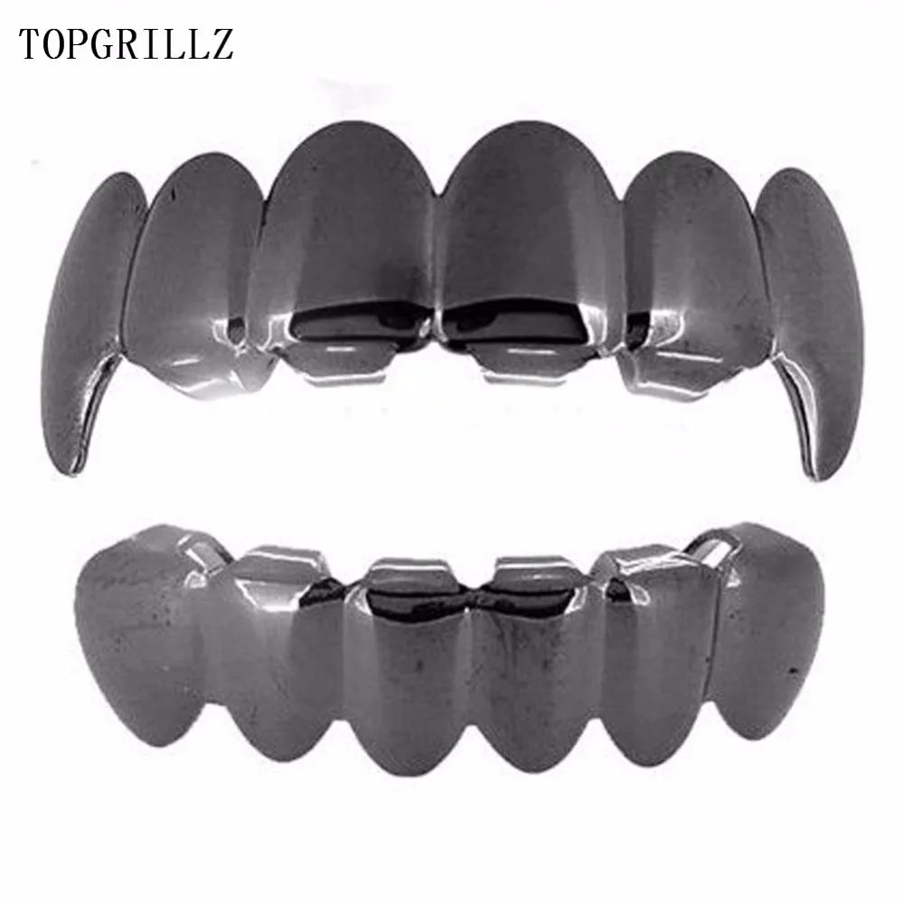 Rose Gold Hip Hop Grillz – Vampire Tooth Caps for Costume Cosplay Party