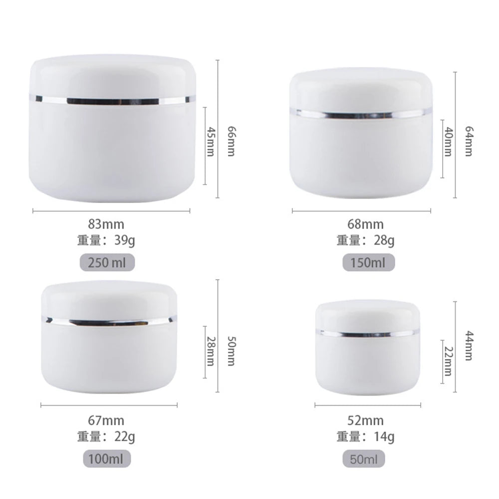 Refillable White Plastic Cosmetic Jar – Travel Size Container for Skincare