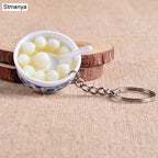 Miniature Noodle Bowl Keychain – Chinese Porcelain Style Bag Pendant