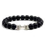Volcanic Stone Dumbbell Bracelet – Matte Lava Bead Jewelry for Fitness Enthusiasts