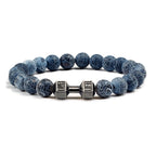 Volcanic Stone Dumbbell Bracelet – Matte Lava Bead Jewelry for Fitness Enthusiasts