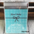 Self-Adhesive Bow-Knot Cookie Bags – 10x10cm Plastic Packaging for Parties