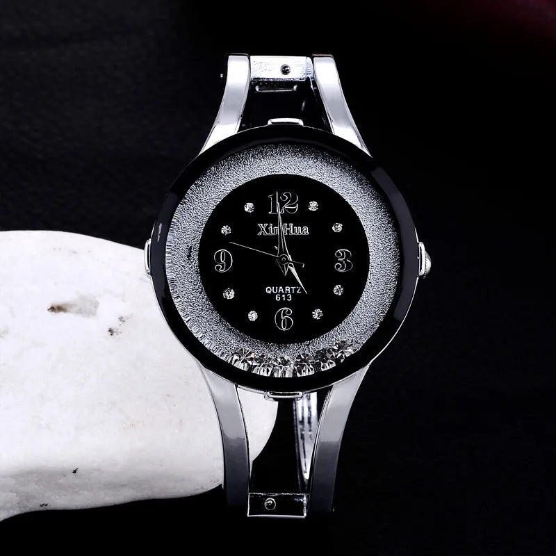 Rhinestone Bracelet Watch – Stainless Steel Luxury Accessory for Formal Events