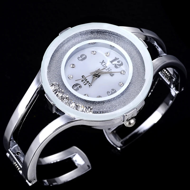 Rhinestone Bracelet Watch – Stainless Steel Luxury Accessory for Formal Events