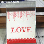 Self-Adhesive Bow-Knot Cookie Bags – 10x10cm Plastic Packaging for Parties