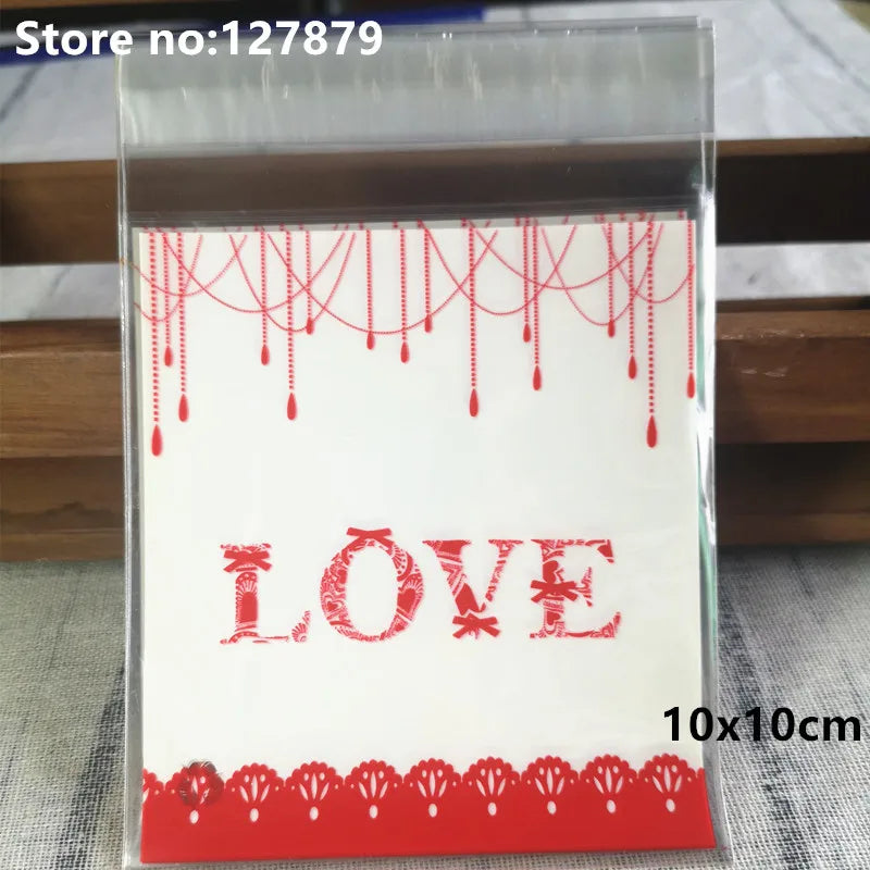 Self-Adhesive Bow-Knot Cookie Bags – 10x10cm Plastic Packaging for Parties
