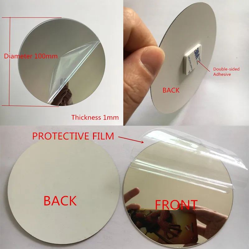 Round Acrylic Mirror Wall Stickers – 100mm Decorative Adhesive Home Decor