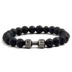 Volcanic Stone Dumbbell Bracelet – Matte Lava Bead Jewelry for Fitness Enthusiasts