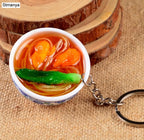Miniature Noodle Bowl Keychain – Chinese Porcelain Style Bag Pendant