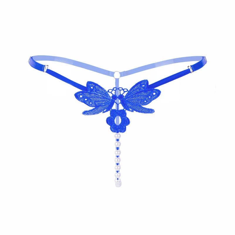Lace G-String Thong – Pearl Back Bow Details for Sexy Lingerie