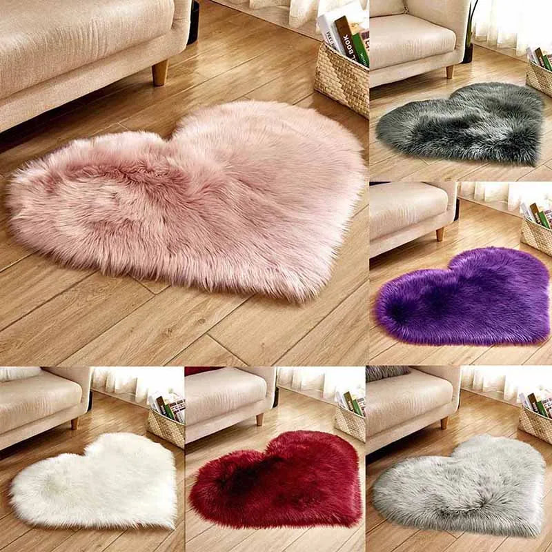 Heart Shaped Plush Carpet – Thickened Bedroom Rug for Home Decor