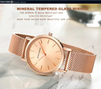 Rose Gold Stainless Steel Watch – Japan Quartz Waterproof for Ladies