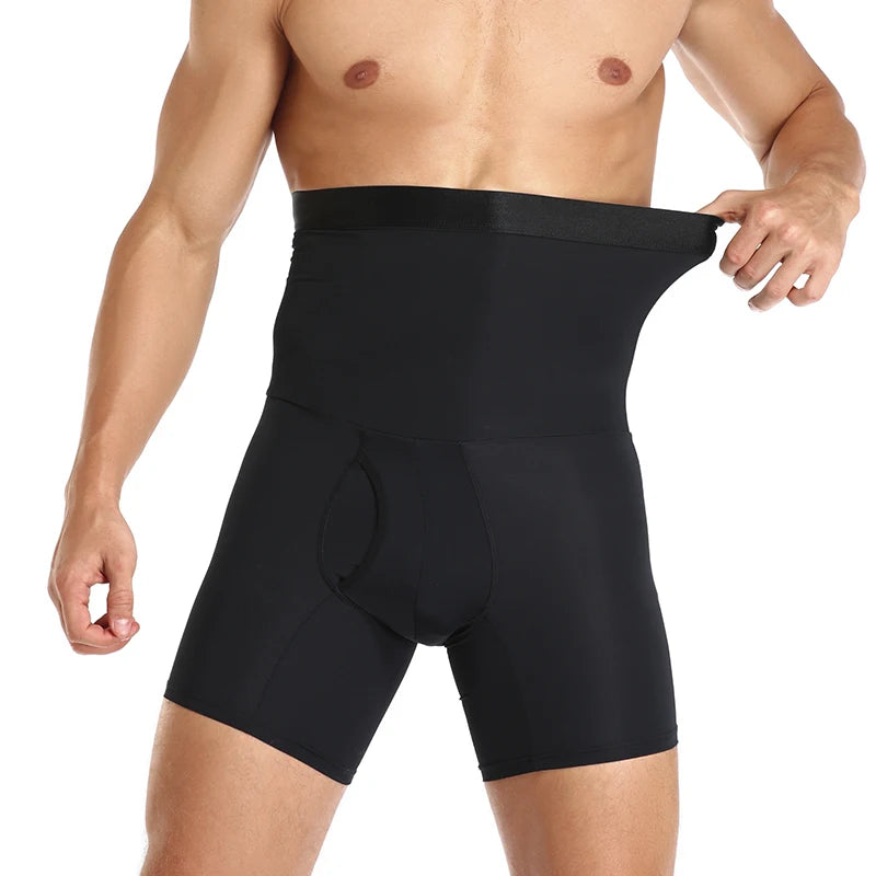 High Waist Compression Shorts – Tummy Control Body Shaper for Men