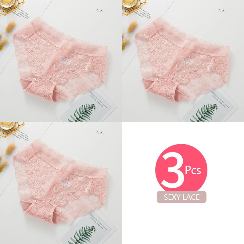 Seamless Lace Thong Panties – Low-Rise Cotton Crotch Lingerie for Women