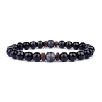 Lava Stone and Wood Bead Bracelet – 8mm Tibetan Buddha Jewelry for Men and Women