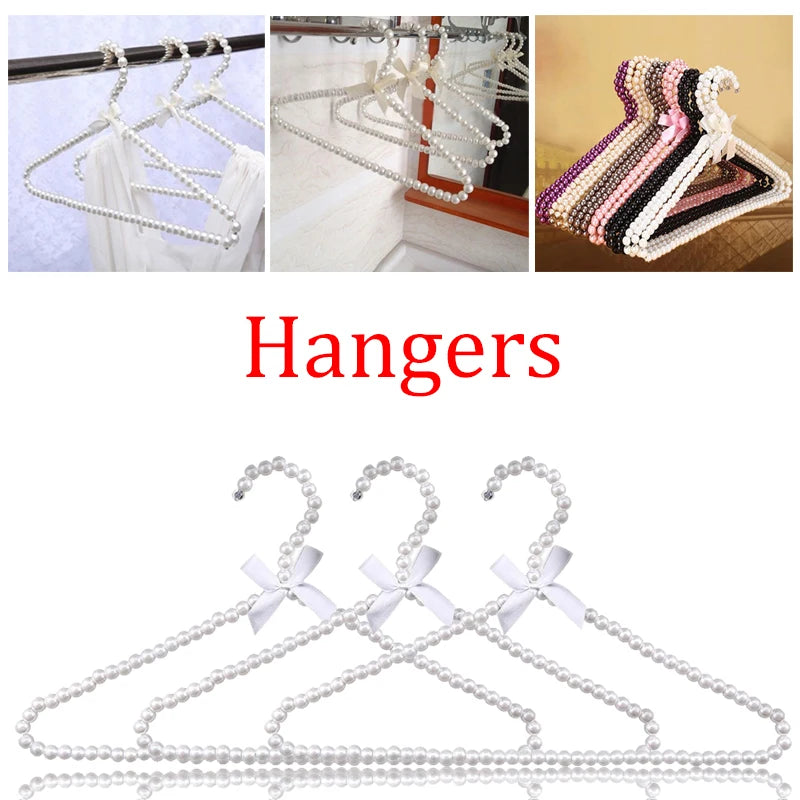 Pearl Beaded Bow Clothes Hangers – Decorative Kids Dress Storage Organizer