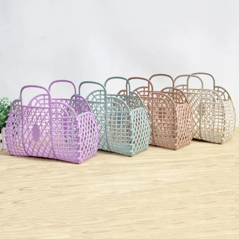 Foldable Mesh Laundry Basket – Portable Plastic Bin for Bathroom Organization