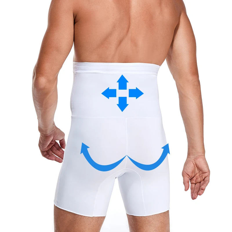 High Waist Compression Shorts – Tummy Control Body Shaper for Men