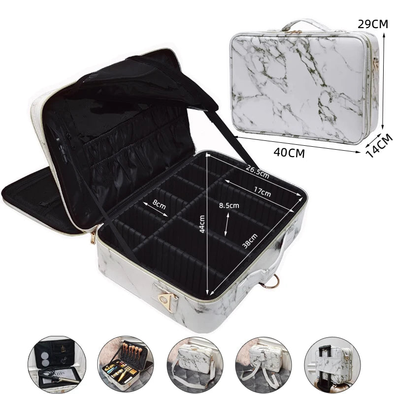 Large PU Leather Makeup Case – Professional Storage for Travel and Cosmetics