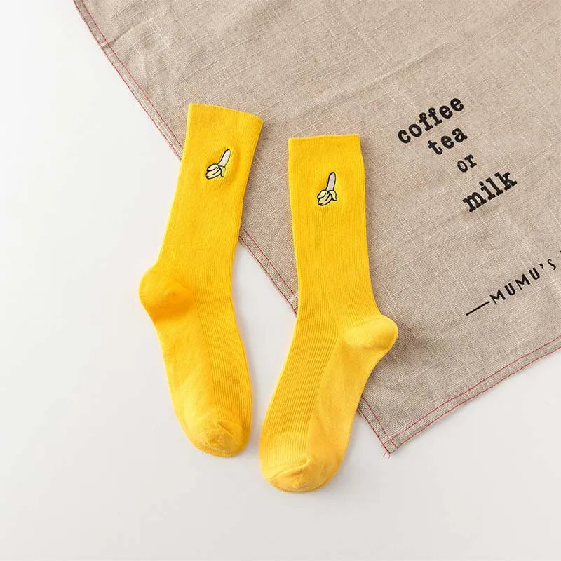 Novelty Food Print Crew Socks – Funny Cartoon Cotton Socks for Casual Wear