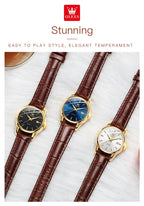 OLEVS Quartz Wristwatch – Leather Strap for Business Casual Wear