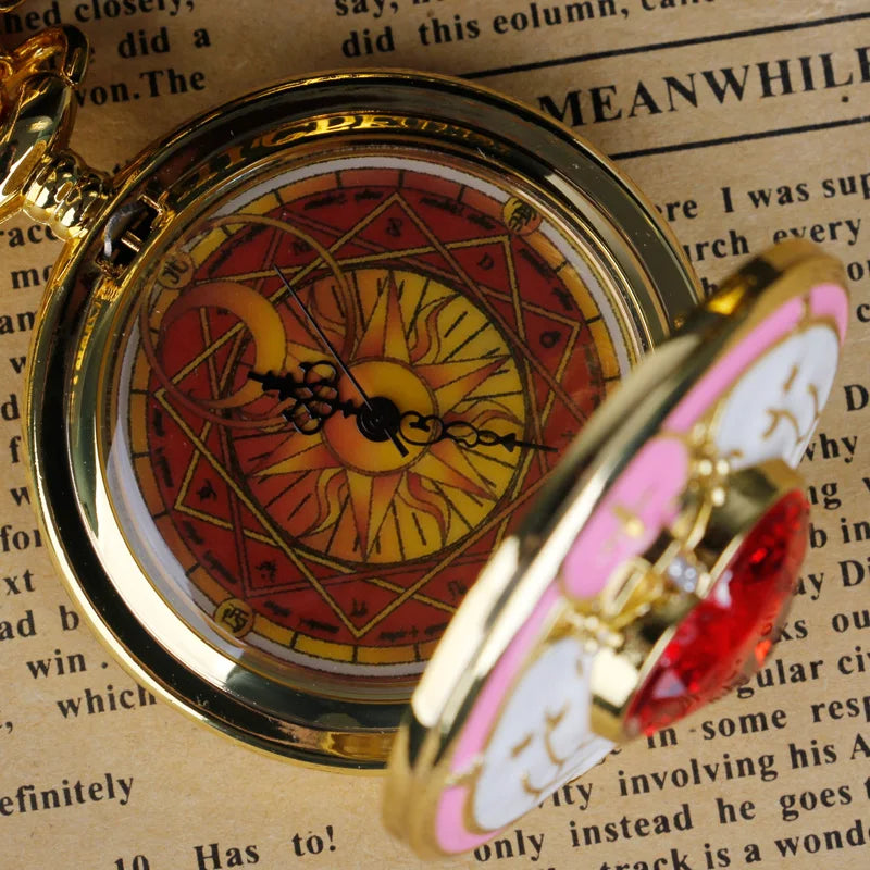 Red Sakura Pocket Watch – Vintage Anime Cosplay Accessory for Women