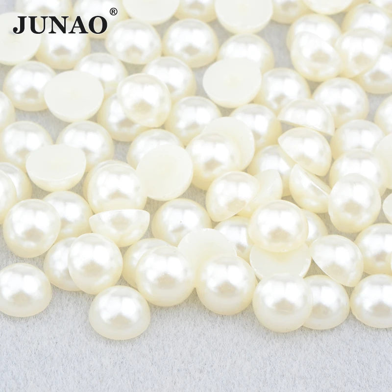 White AB Flatback Pearls – Assorted Size Beads for DIY Crafts and Jewelry