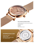 Rose Gold Stainless Steel Watch – Japan Quartz Waterproof for Ladies