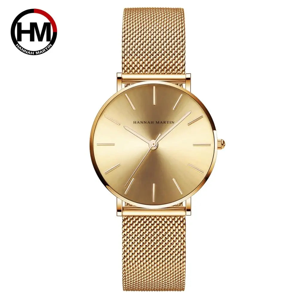 Rose Gold Stainless Steel Watch – Japan Quartz Waterproof for Ladies