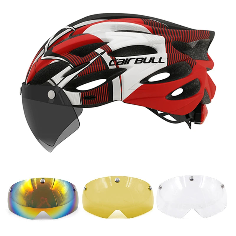 Adjustable Cycling Helmet – LED Light Visor for Road and Mountain Bike