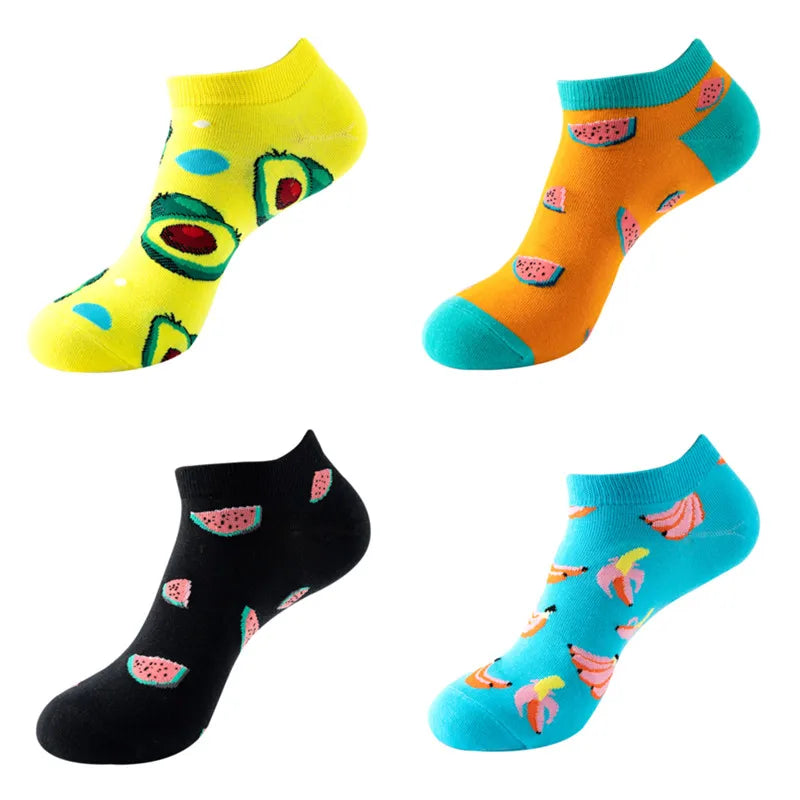 Avocado Cotton Boat Socks – Funny Fruit Pattern for Men and Women