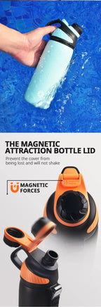 Stainless Steel Vacuum Flask – Magnetic Lid Thermal Mug for Outdoor Sports