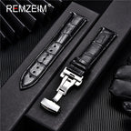 Genuine Calfskin Leather Watch Strap – Butterfly Buckle for Business