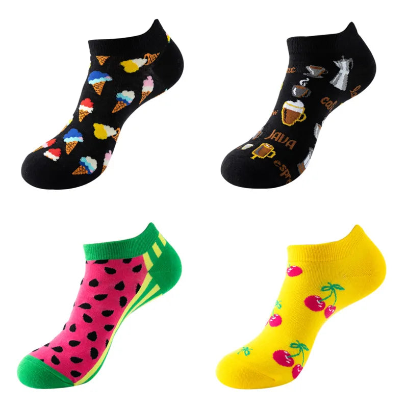 Avocado Cotton Boat Socks – Funny Fruit Pattern for Men and Women