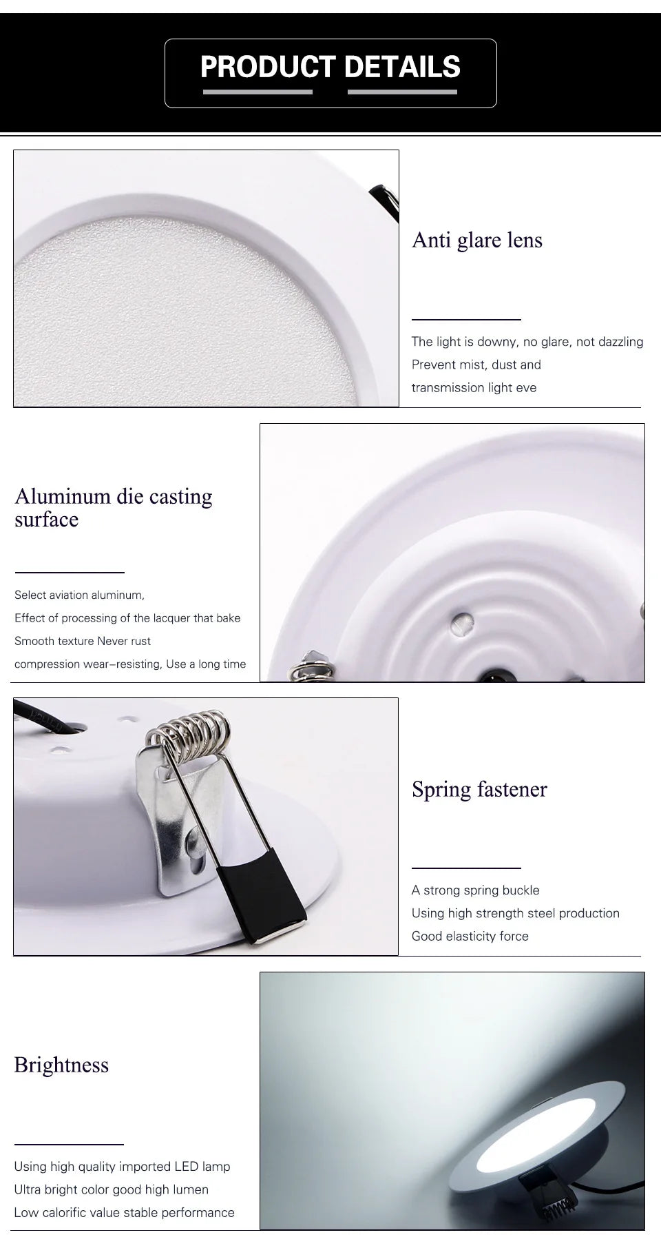 Dimmable LED Recessed Downlight – Tri-Tone Ceiling Spot for Home Lighting