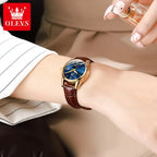 OLEVS Quartz Wristwatch – Leather Strap for Business Casual Wear