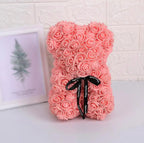 Artificial Rose Bear – 25cm Flower Figurine for Valentine Anniversary Gift