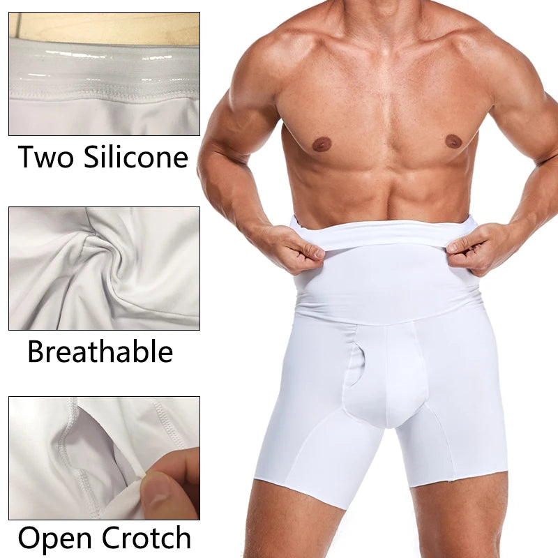 High Waist Compression Shorts – Tummy Control Body Shaper for Men