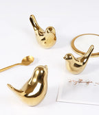 Nordic Gold Ceramic Bird Statue – Modern Animal Sculpture for Home Decor