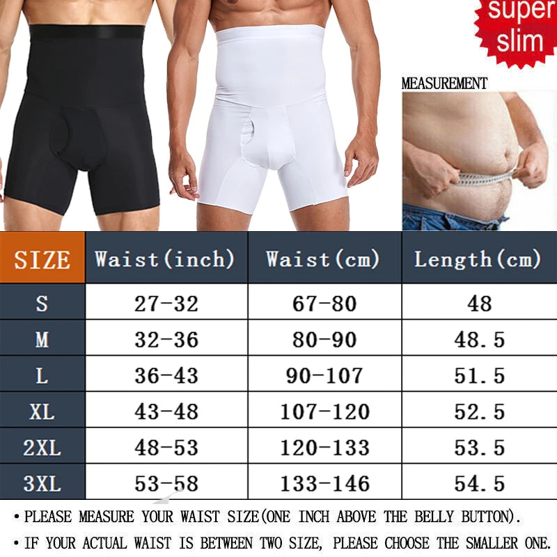 High Waist Compression Shorts – Tummy Control Body Shaper for Men