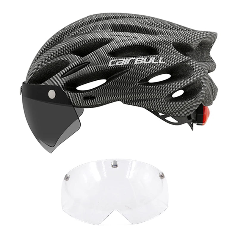 Adjustable Cycling Helmet – LED Light Visor for Road and Mountain Bike